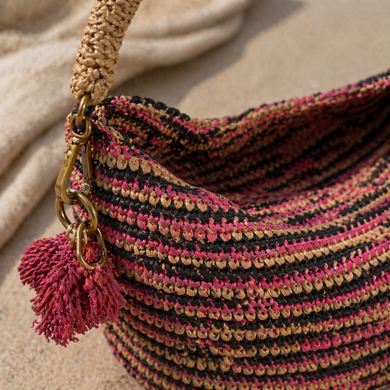 Toquilla Straw Shoulder Bag – Multicolor Woven Hobo Bag, Handmade Boho Purse, Artisan Ecuador Everyday Handbag