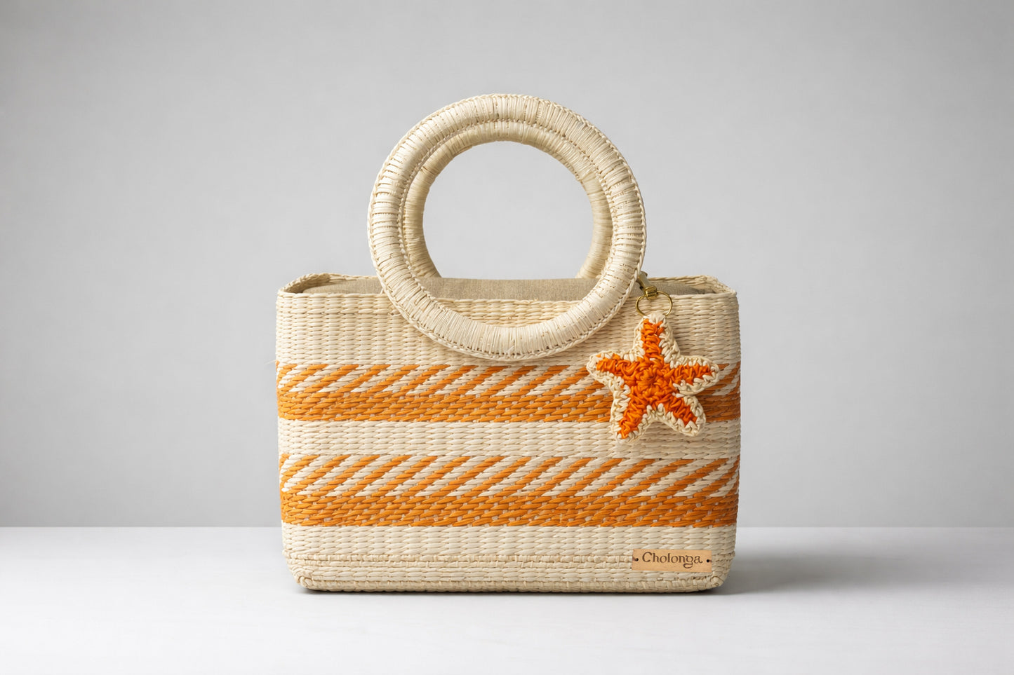 Toquilla Straw Handwoven Tote Bag – Orange Summer Beach Bag, Artisan Ecuador Purse, Eco Friendly Woven Handbag