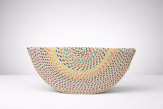 Toquilla Straw Half Moon Clutch – Multicolor Woven Statement Bag, Handmade Artisan Purse, Boho Summer Clutch