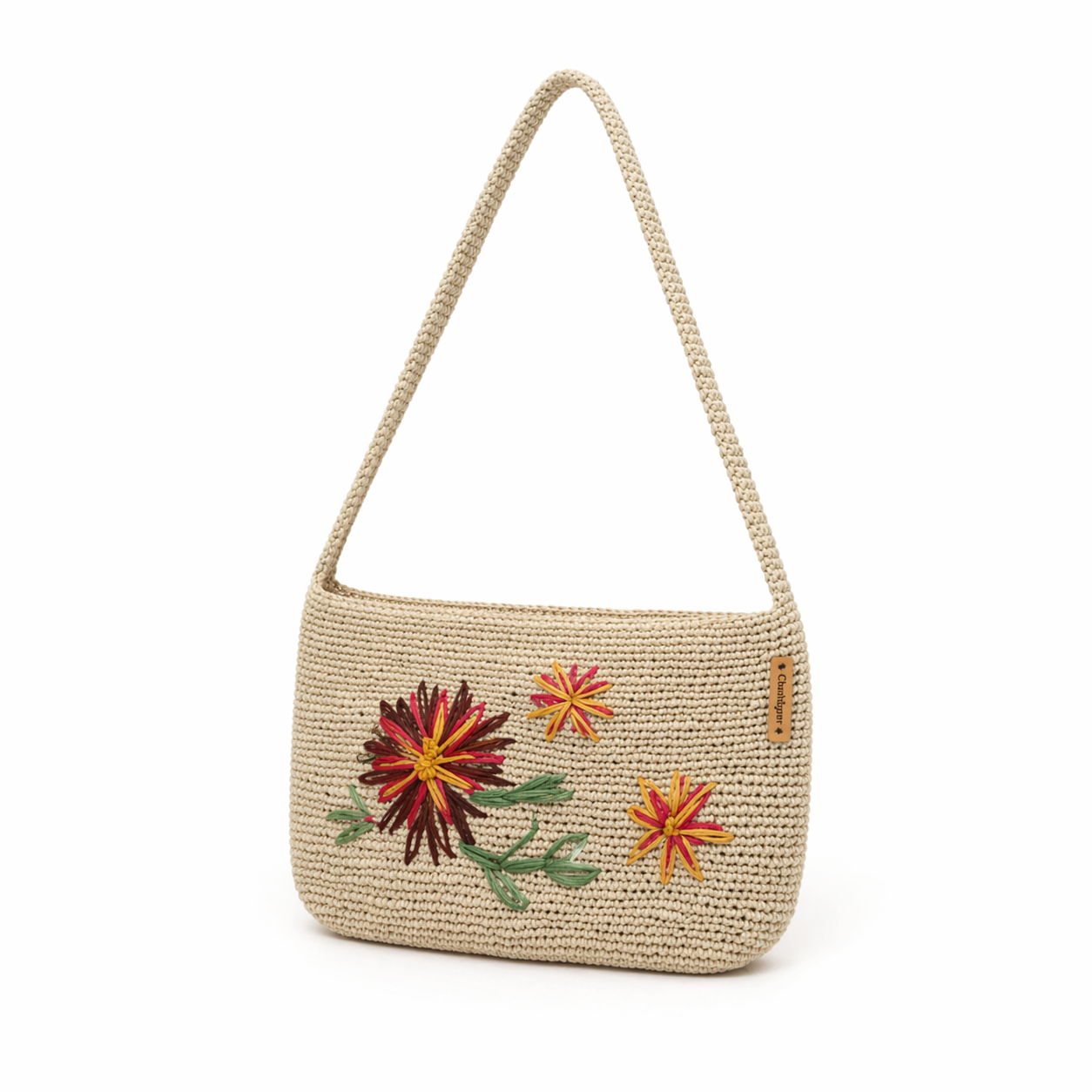 Toquilla Straw Shoulder Bag – Handwoven Floral Purse, Boho Summer Handbag, Artisan Ecuador Everyday Bag
