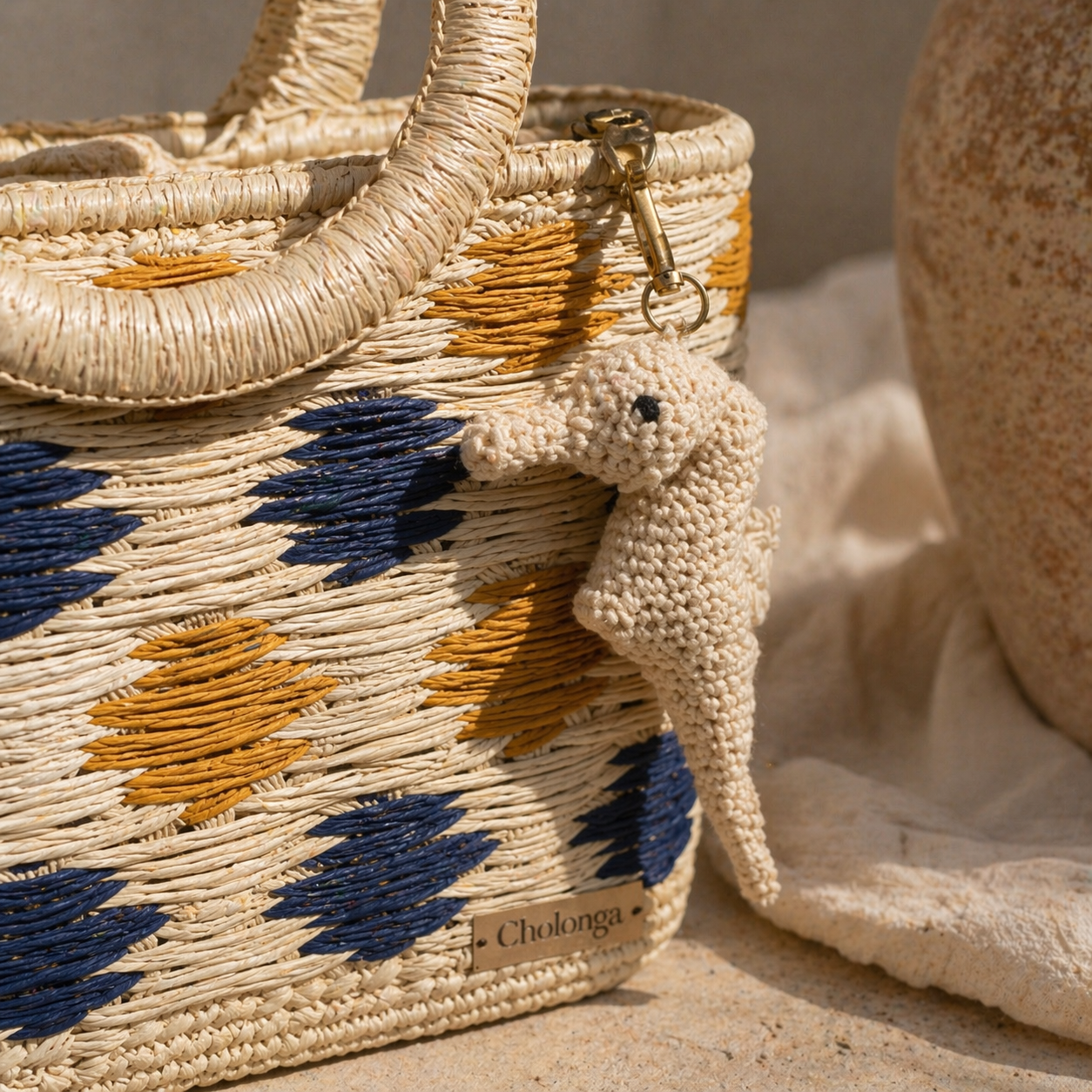 Toquilla Straw Handwoven Tote Bag – Blue & Mustard Woven Handbag, Artisan Ecuador Purse, Eco Friendly Summer Beach Bag
