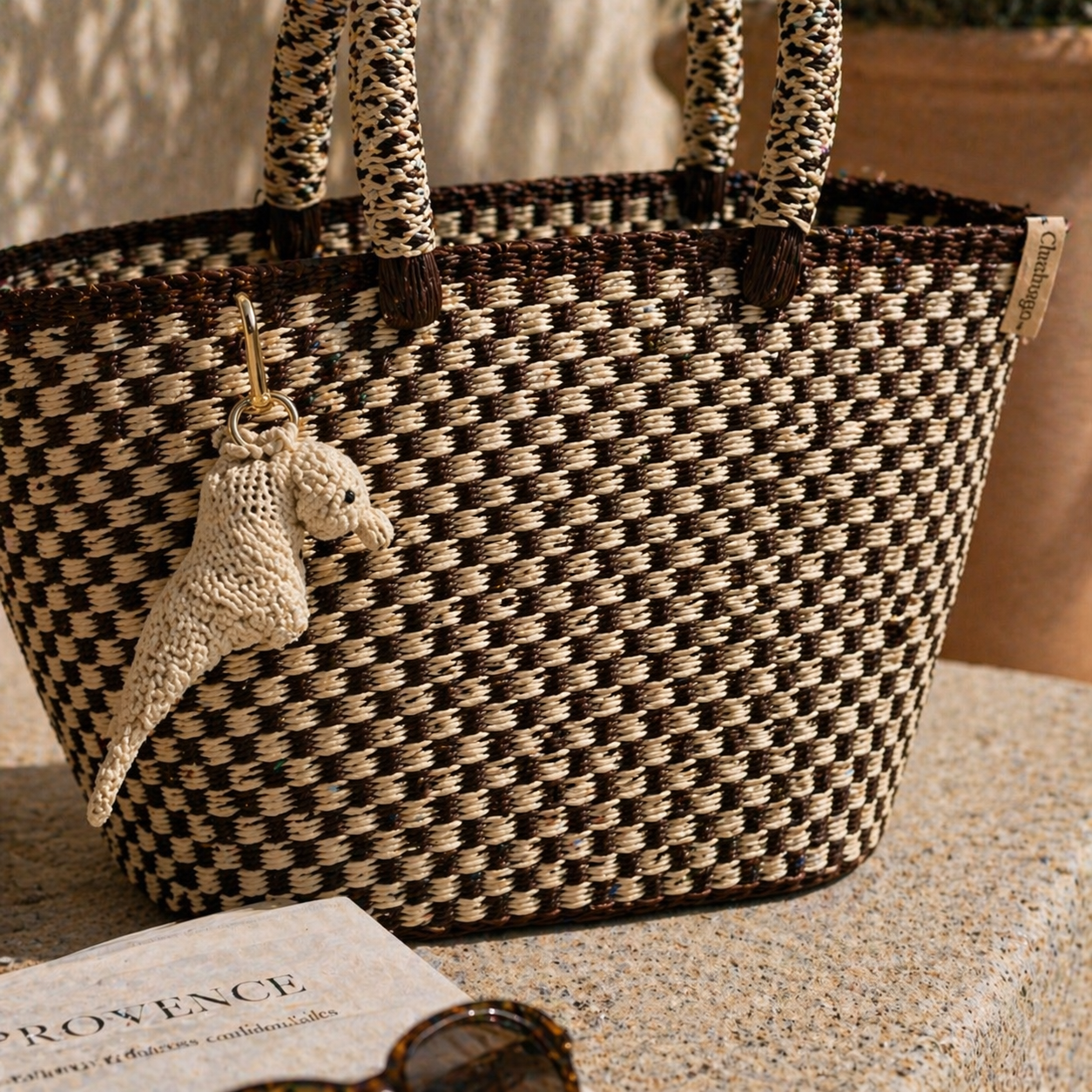 Toquilla Straw Handwoven Tote Bag – Brown & Natural Woven Handbag, Artisan Ecuador Purse, Eco Friendly Summer Beach Bag