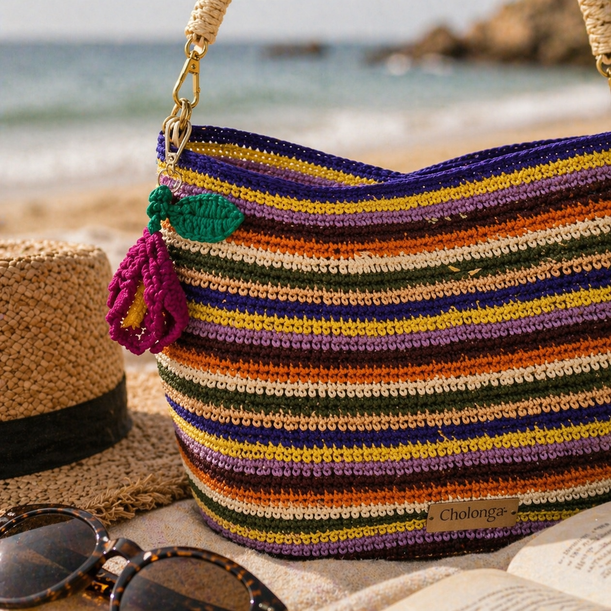 Toquilla Straw Handwoven Shoulder Bag – Colorful Striped Boho Handbag, Artisan Ecuador Purse, Summer Festival Bag