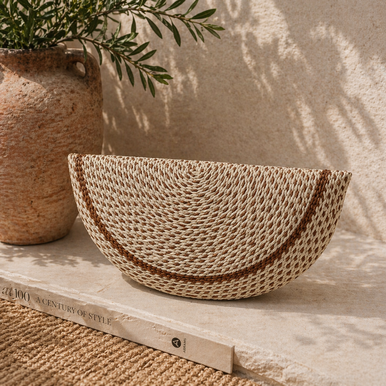 Toquilla Straw Half Moon Clutch – Neutral Woven Minimalist Bag, Handmade Artisan Purse, Elegant Summer Clutch