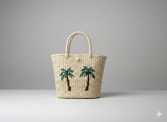 Toquilla Straw Handwoven Tote Bag – Palm Tree Beach Bag, Artisan Ecuador Handbag, Summer Vacation Woven Purse